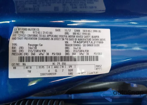 2018 Ford Focus Se из США, поврежденный, VIN 1FADP3FE7JL217889